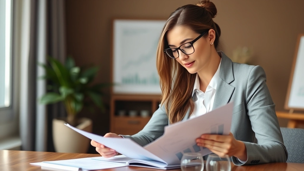 irvine tax rate - 
Professional woman in business attire reviewing retirement account statements a