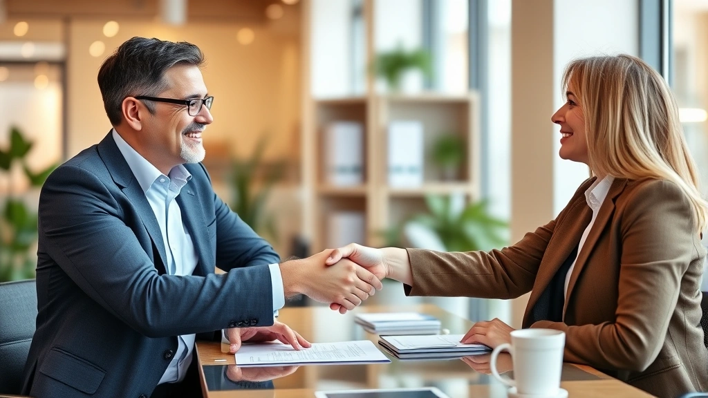 irvine tax rate - 
Modern tax planning meeting between financial advisor and clients shaking hands