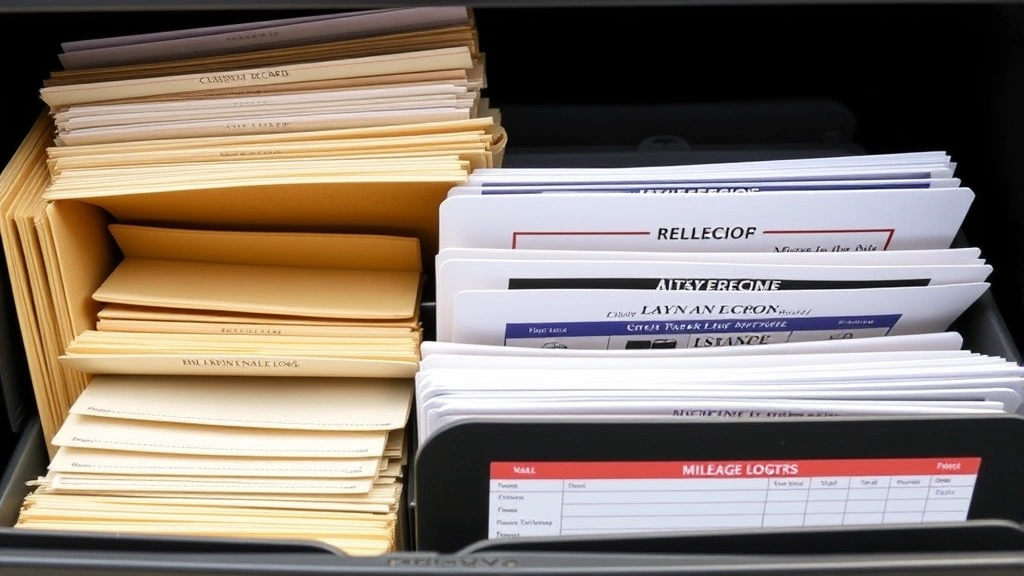 is auto loan interest tax deductible - 
Organized file system showing vehicle records, registration, insurance document