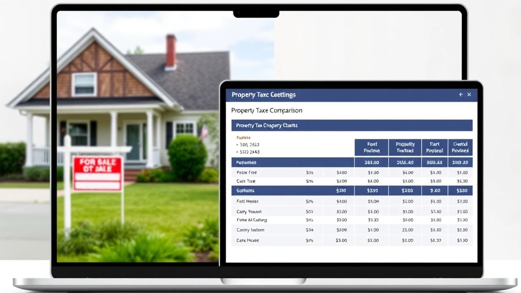 is real estate taxes the same as property taxes - 
Split screen showing a house with a ‘For Sale’ sign and property ta