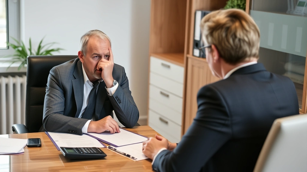 is tax fraud a felony - 
Worried individual sitting across from financial advisor discussing tax liabili