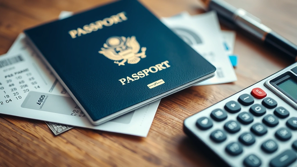 japan tourist tax -
Close-up of passport and airline ticket with calculator on wooden desk, soft of