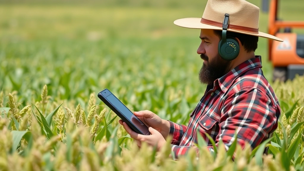 javier milei argentina tax reform -
Farmer in agricultural field checking crops with modern equipment and tablet, r