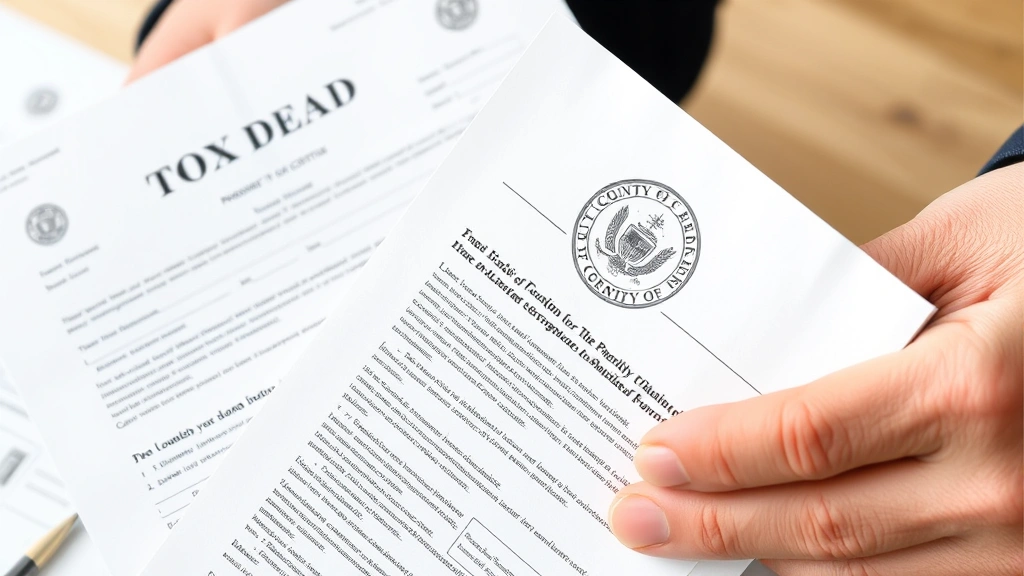 kandiyohi county property tax - 
Close-up of hands holding property deed and tax bill documents with county seal