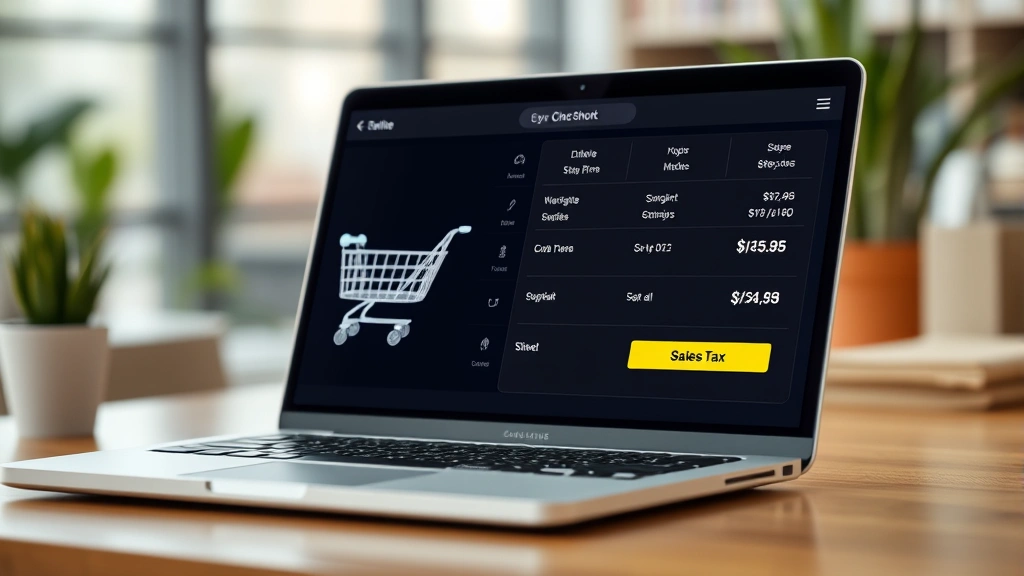 kansas city mo sales tax - 
Online shopping on laptop screen showing cart with sales tax added before check