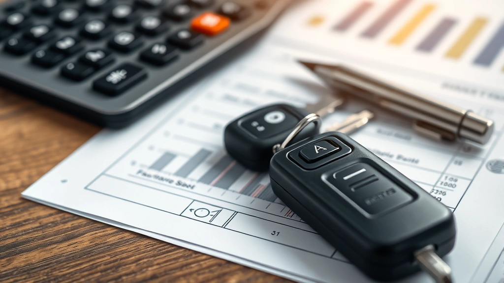 kansas vehicle sales tax - 
Close-up of calculator and financial documents with car keys on wooden table, f