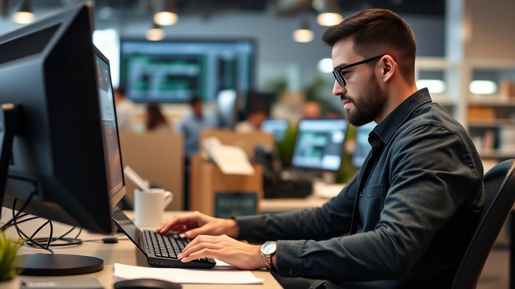 king county washington state sales tax - 
Business owner at computer processing online sales tax compliance and filing
