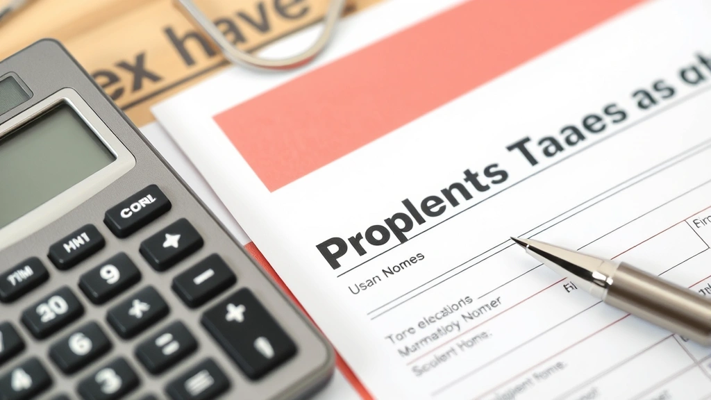 lancaster county property tax - 
Close-up of property tax bill and assessment notice with calculator and pen
