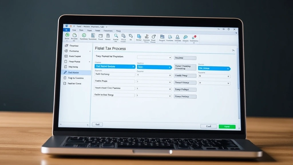 liberty tax hub -
Laptop displaying tax software interface with step-by-step filing process on sc