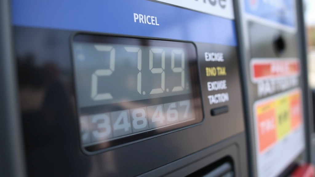 ma excise tax - 
Close-up of gas pump display showing fuel price and excise tax breakdown at Mas