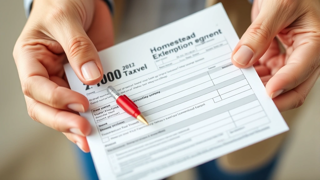 manatee county property tax -
Close-up of hands holding property tax bill and homestead exemption form with r