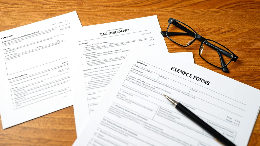 manatee property tax - 
Tax documents and exemption forms spread across wooden desk with reading glasse