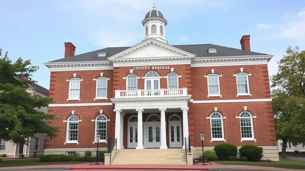 manitowoc county property tax records - 
County courthouse building exterior in traditional American architectural style
