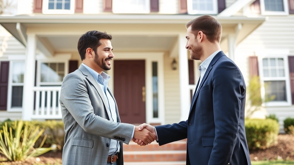 manitowoc county property tax records - 
Real estate agent and homeowner shaking hands in front of residential property
