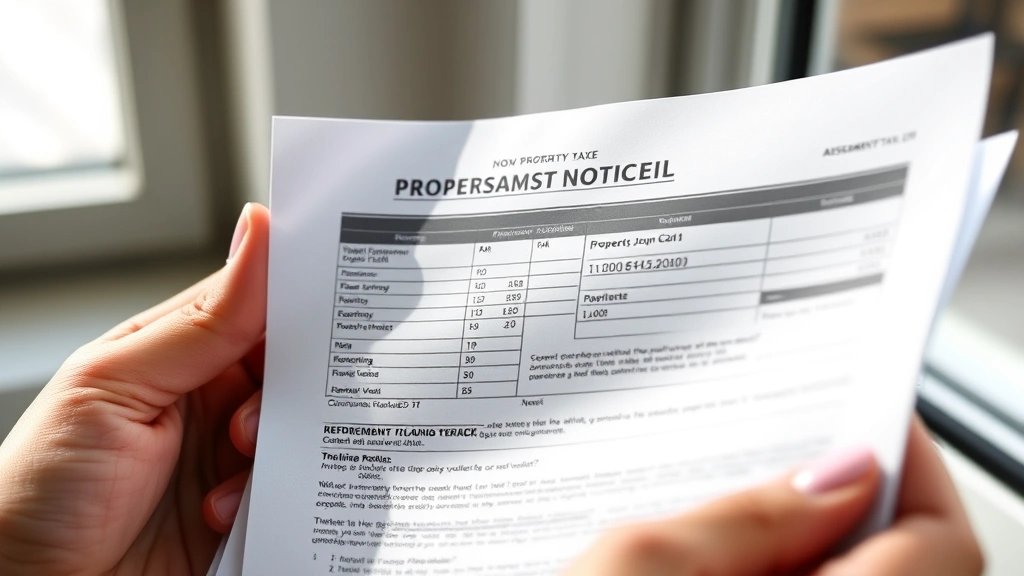 marin county real estate taxes -
Close-up of hands holding property tax bill and assessment notice, natural dayl