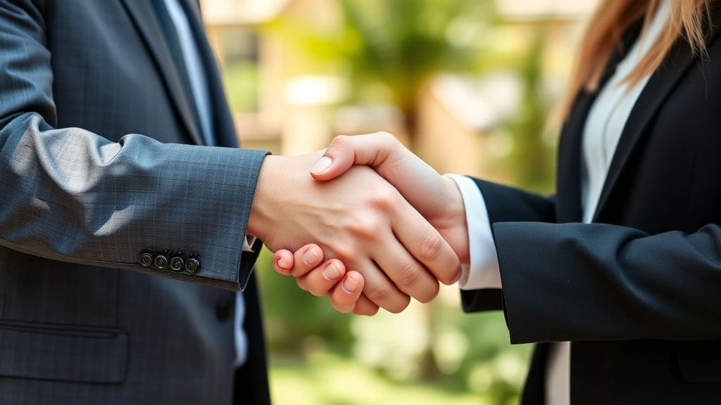 marin county real estate taxes -
Handshake between real estate professional and homeowner with Marin County prop