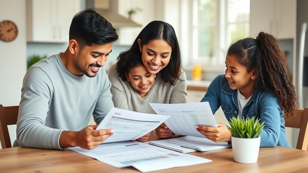 married filing separately child tax credit -
Diverse family with two children sitting at kitchen table reviewing tax forms a