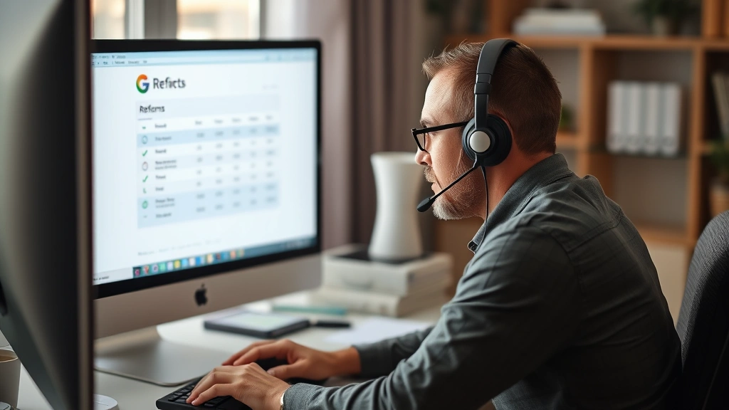 maryland tax refund delay - 
Man on phone with headset at computer, checking refund status on screen, profes