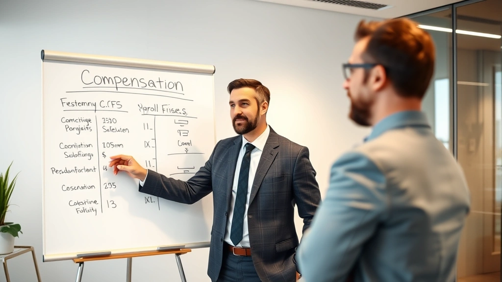 mass pay excise tax - 
Confident CFO or payroll manager presenting compensation strategy on whiteboard
