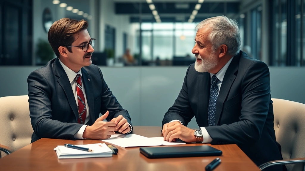 mass pay excise tax - 
Professional meeting between tax advisor and business owner discussing severanc