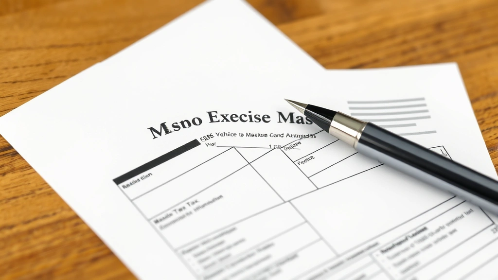 massachusetts excise tax - 
Close-up of Massachusetts vehicle excise tax bill and payment notice with pen o