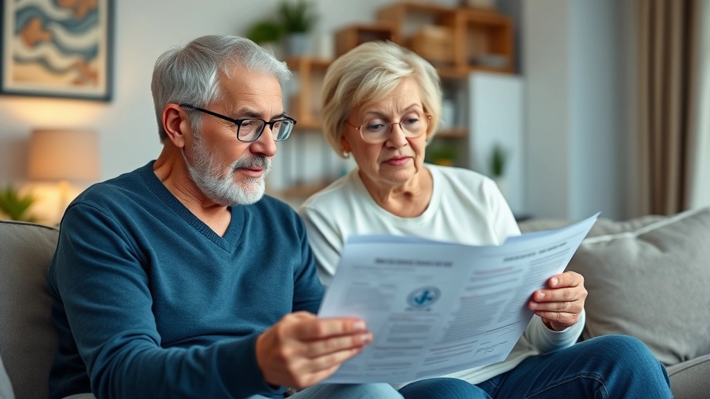 medicare tax definition -
Senior couple reviewing healthcare documents and Medicare benefits information