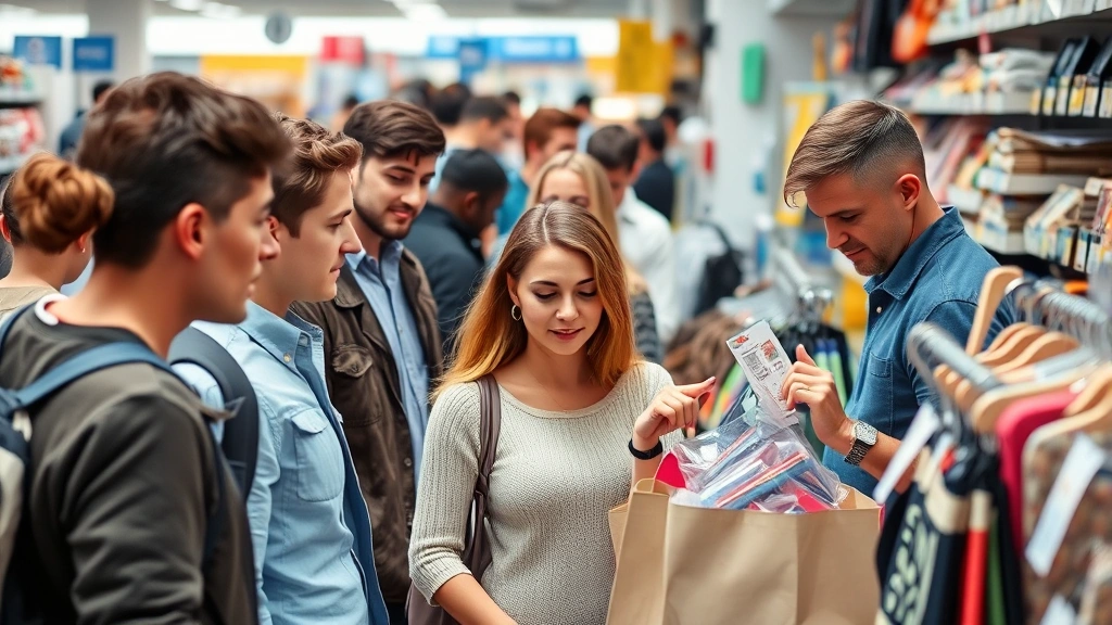 mesa az sales tax - 
Diverse group of people shopping in retail store with price tags visible on mer