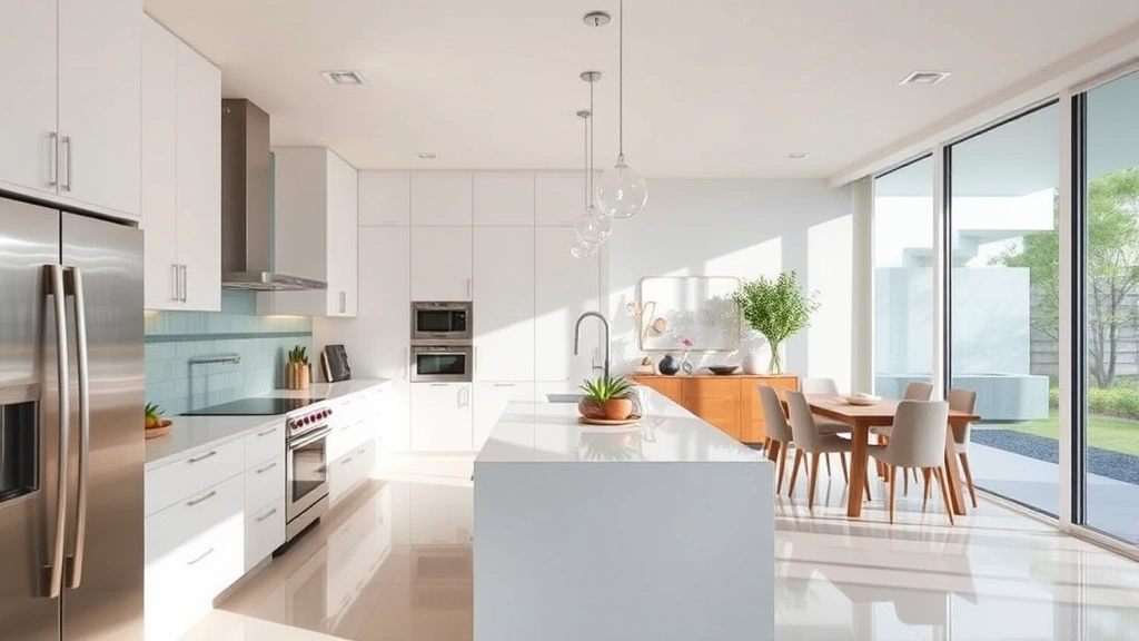 miami property taxes - 
Modern kitchen of Miami home with natural light, representing property value as