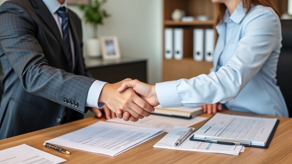 miami sales tax rate 2025 -
Handshake between tax advisor and client in office setting with tax forms and f