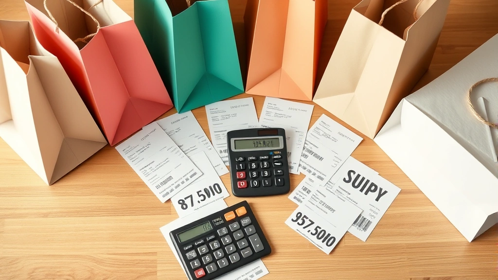 miami sales tax rate 2025 -
Shopping bags and receipts spread on table with calculator showing 7% calculati