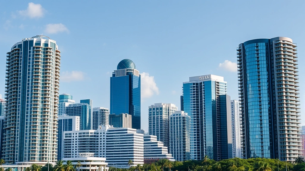 miami sales tax rate 2025 -
Modern Miami downtown skyline with office buildings, representing business and