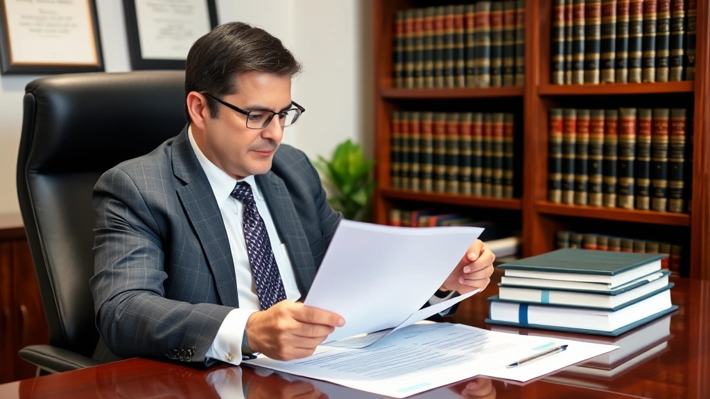 michigan estate tax - 
Estate planning attorney reviewing documents in a professional law office with 