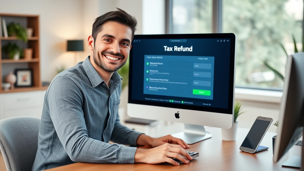 mississippi state income tax refund - 
Person checking tax refund status on computer screen with satisfied expression 