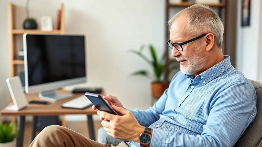 mississippi state income tax refund status - 
Man checking refund status on smartphone while sitting in comfortable home offi