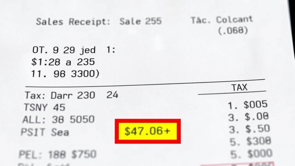 mn vehicle sales tax - 
Detailed view of itemized sales receipt and tax calculation for vehicle purchas