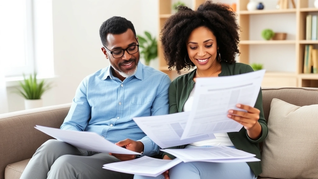 mo state income tax refund - 
Diverse couple sitting together reviewing tax refund information with documents