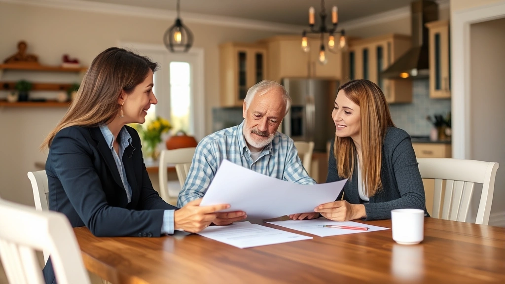 morgan county property tax - 
Homeowner and real estate agent discussing property paperwork at kitchen table 