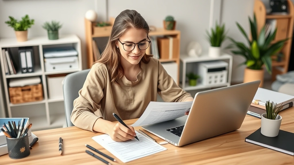 mt state taxes - 
Young self-employed business owner working on laptop with income spreadsheet, o