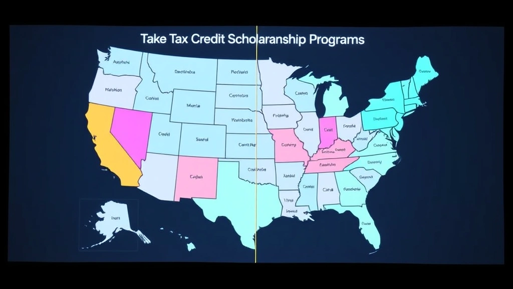 national school voucher program tax credit - 
Split-screen showing state map of US with tax credit scholarship programs highl