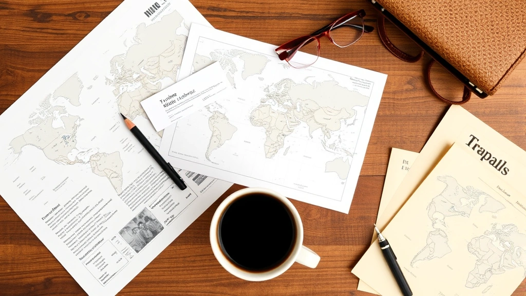 nations with no income tax -
and travel documents on wooden desk with coffee cup