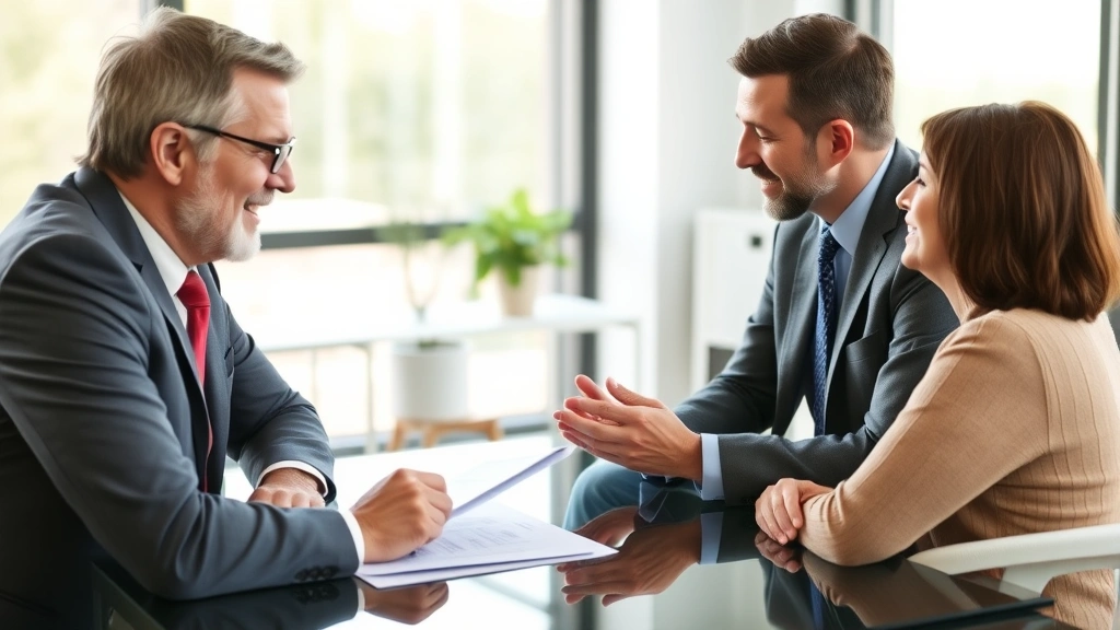 nj senior property tax freeze - 
Professional tax advisor meeting with elderly homeowner in modern office settin