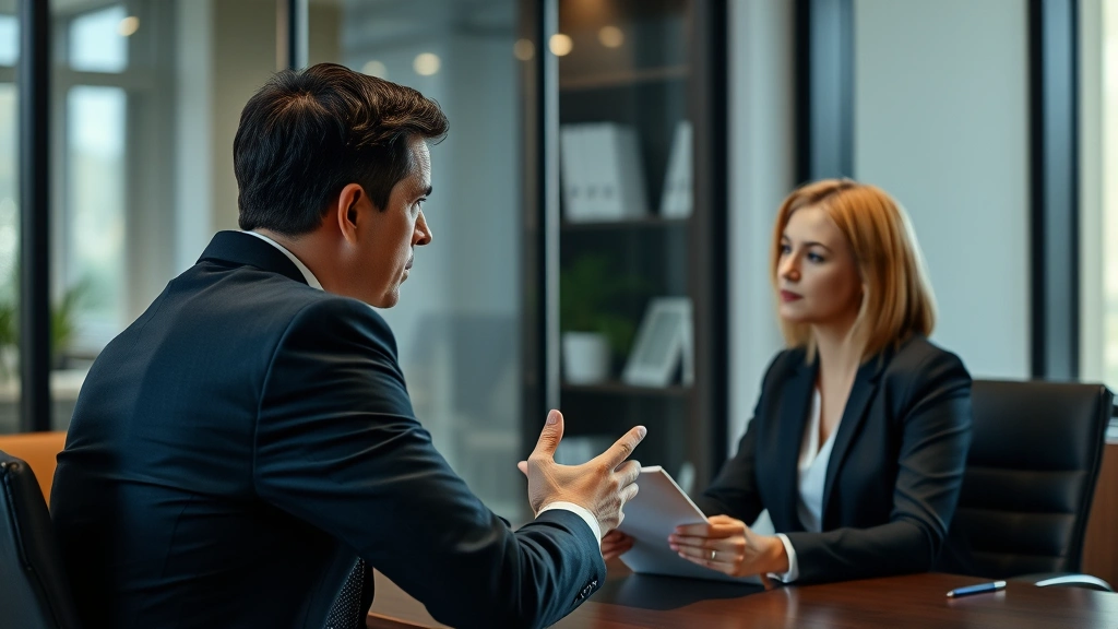 nys tax warrant search - 
Businessperson in professional attire having a serious consultation meeting wit