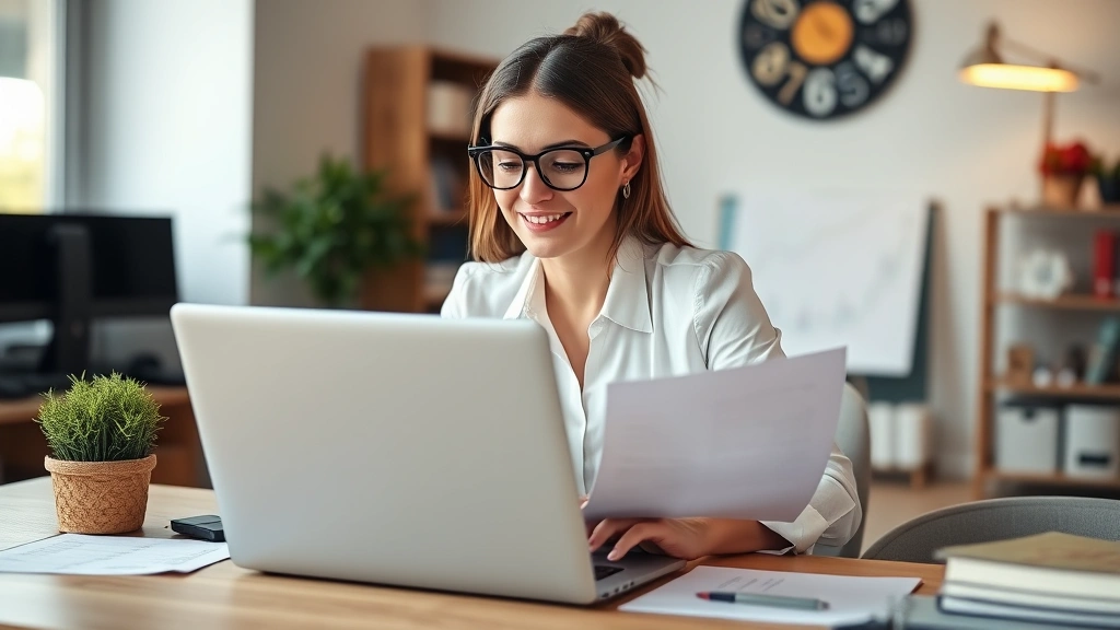 ohio regional income tax -
Businesswoman reviewing local income tax rates on laptop in home office setting