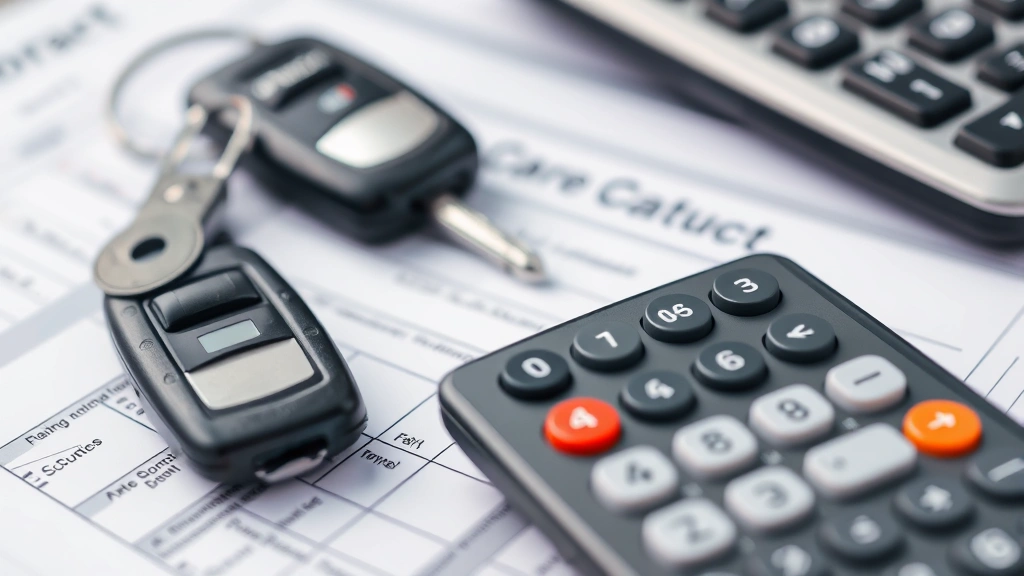 oklahoma vehicle sales tax - 
Close-up of car keys and sales contract paperwork with calculator showing tax c