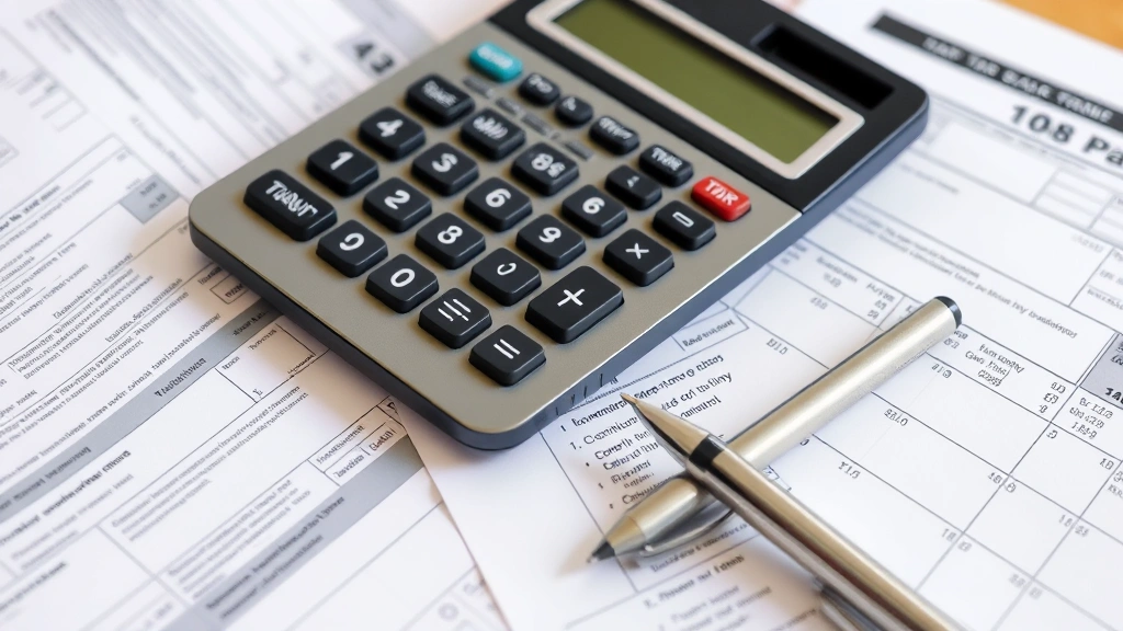 orange county ca tax rate - 
Calculator, pen, and itemized tax forms spread across organized desk workspace
