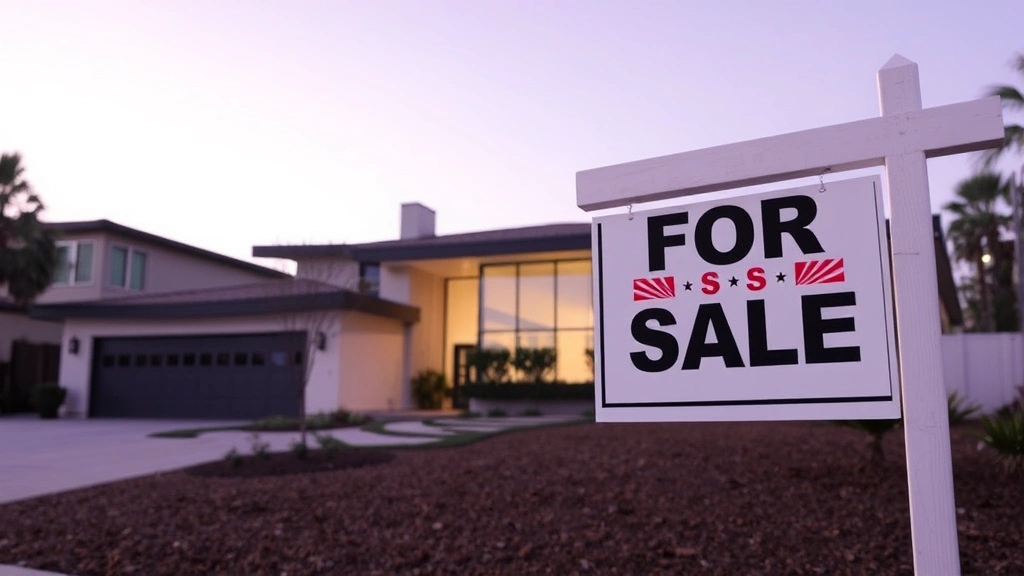 orange county ca tax rate - 
Modern California home with ‘For Sale’ sign, representing property 