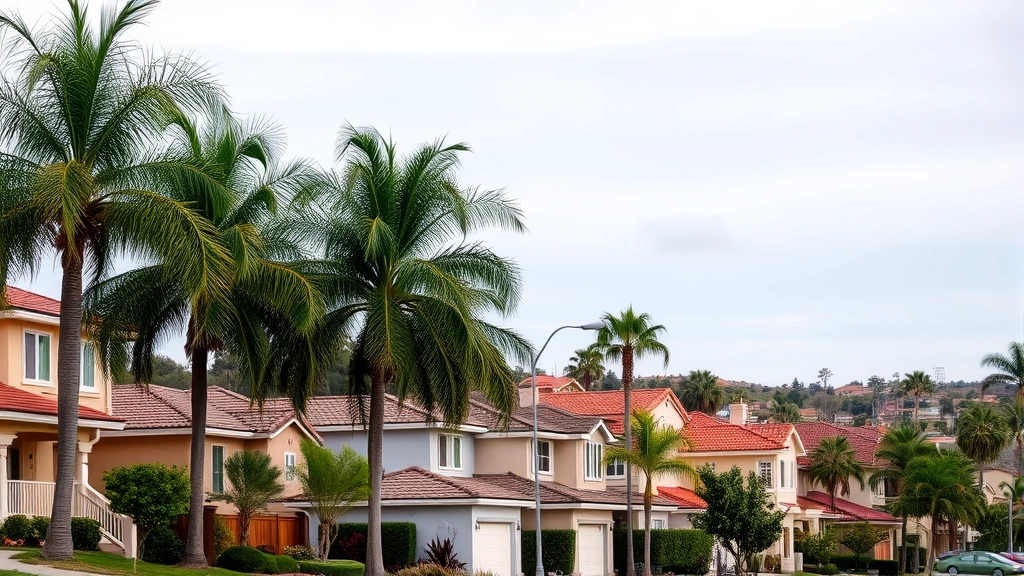 orange county property tax rate - 
Orange County residential neighborhood with diverse homes and palm trees
