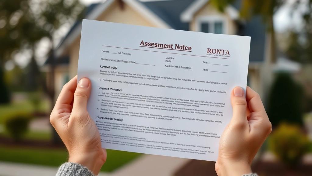 osceola property tax - 
Hands holding a property deed and assessment notice with a home in soft focus b