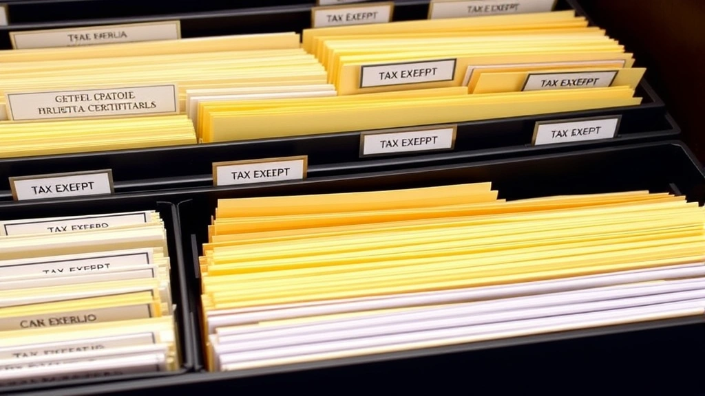 pa tax exempt certificate - 
Organized filing system with labeled folders containing tax exempt certificates