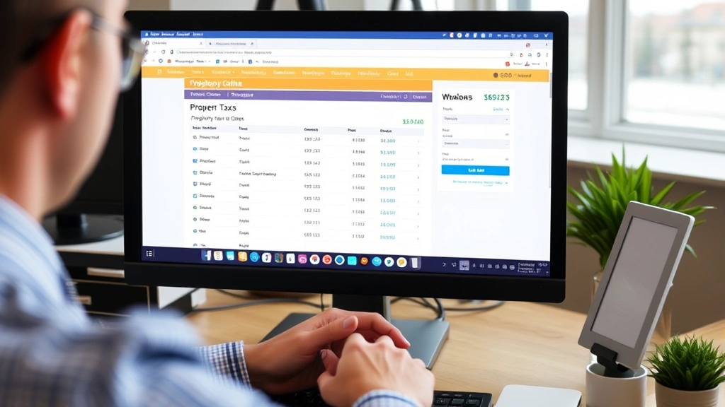 pasadena isd tax office - 
Person using computer to make online property tax payment, secure banking inter